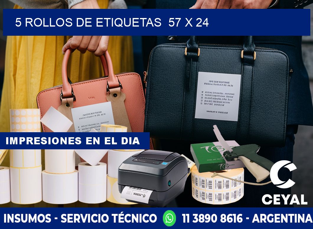 5 ROLLOS DE ETIQUETAS 57 x 24