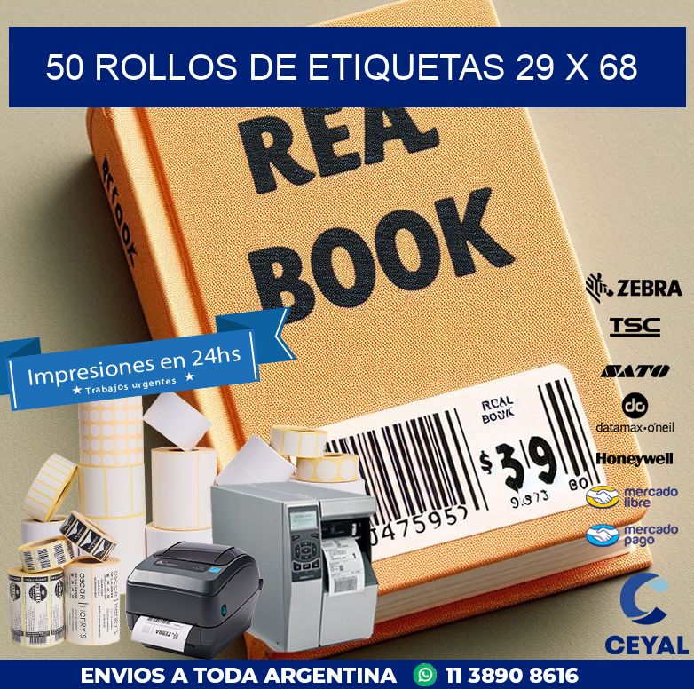 50 ROLLOS DE ETIQUETAS 29 x 68