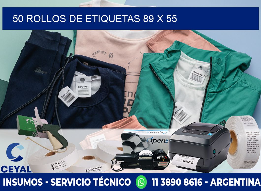 50 ROLLOS DE ETIQUETAS 89 x 55