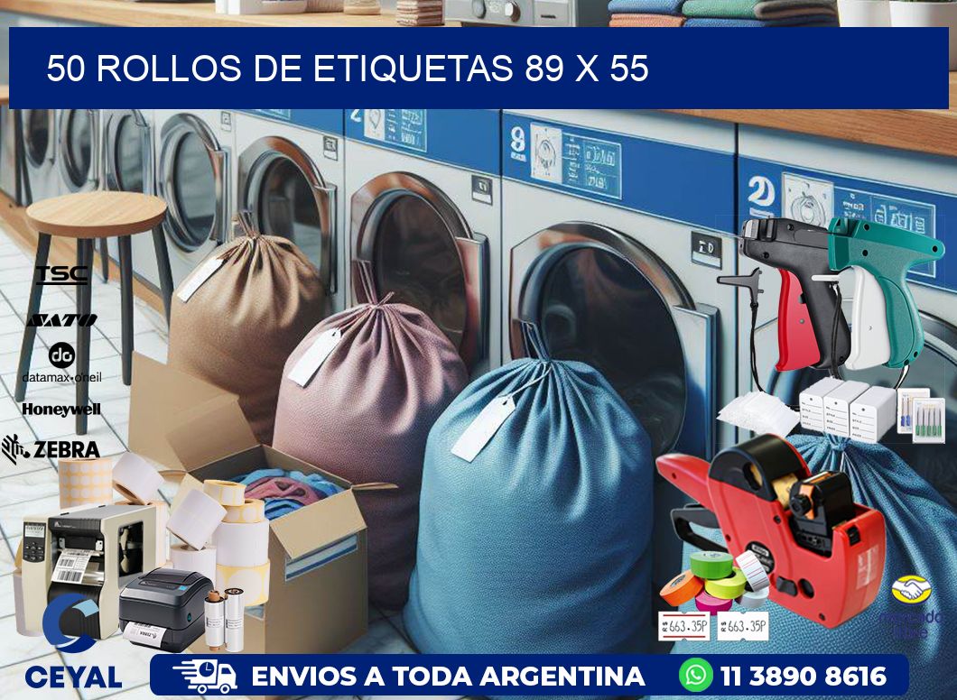 50 ROLLOS DE ETIQUETAS 89 x 55