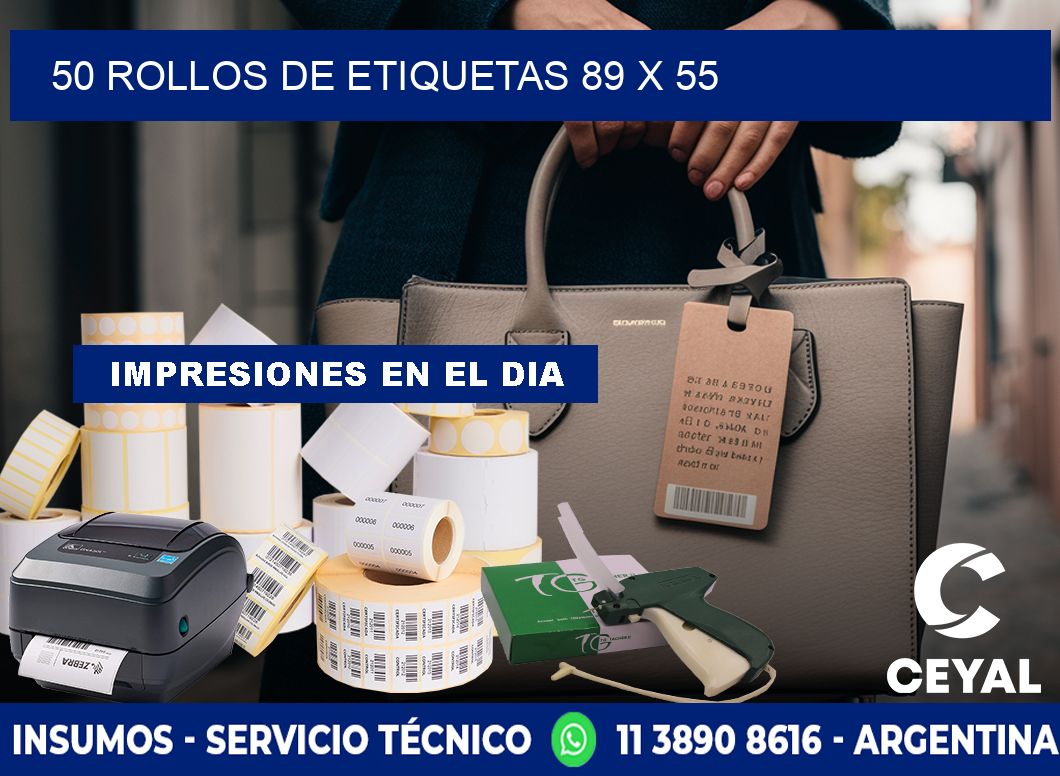 50 ROLLOS DE ETIQUETAS 89 x 55