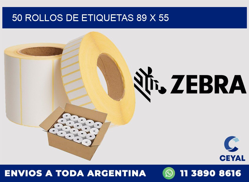 50 ROLLOS DE ETIQUETAS 89 x 55