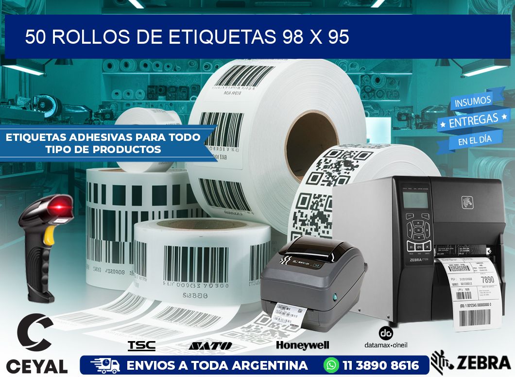 50 ROLLOS DE ETIQUETAS 98 x 95