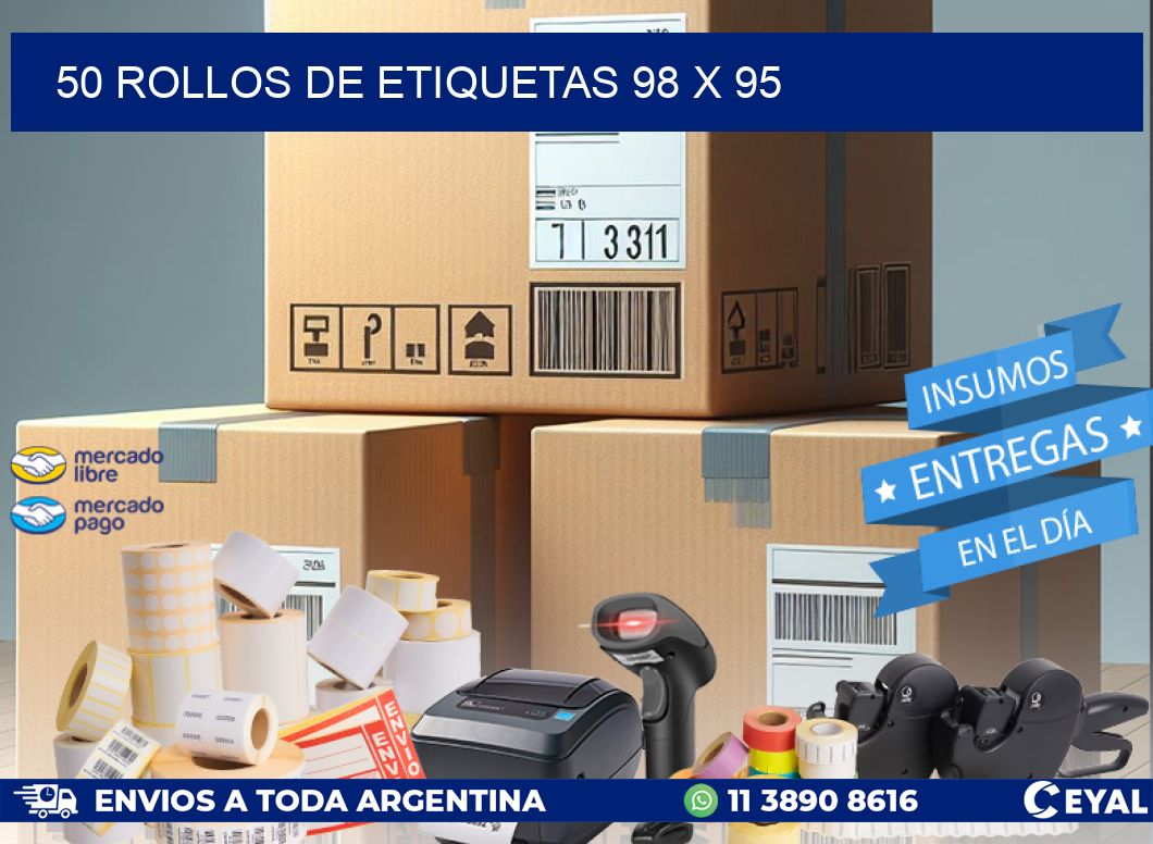 50 ROLLOS DE ETIQUETAS 98 x 95
