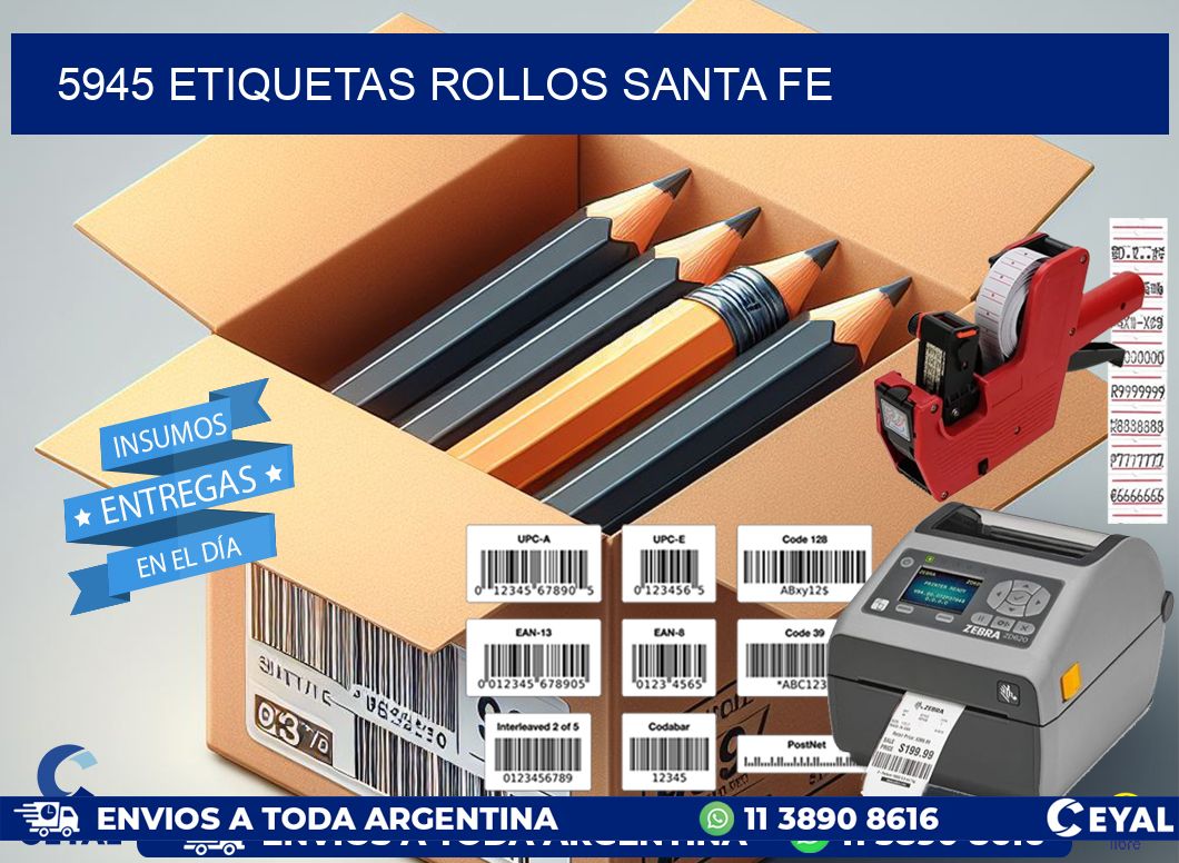 5945 etiquetas rollos SANTA FE