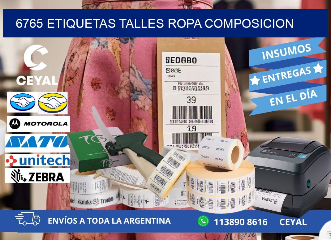 6765 ETIQUETAS TALLES ROPA COMPOSICION