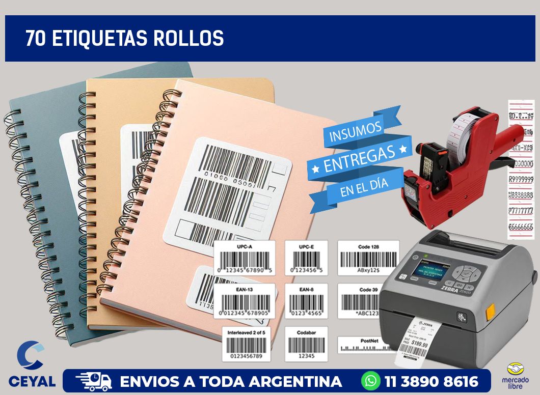 70 etiquetas rollos