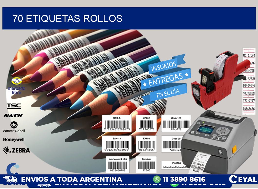 70 etiquetas rollos