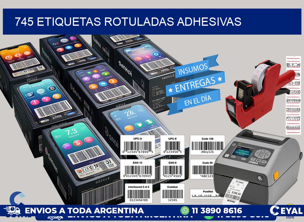 745 etiquetas rotuladas adhesivas