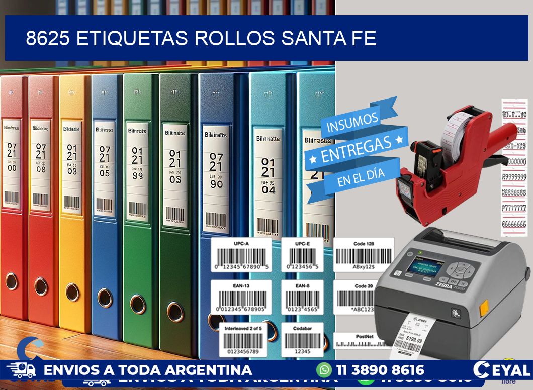 8625 etiquetas rollos SANTA FE