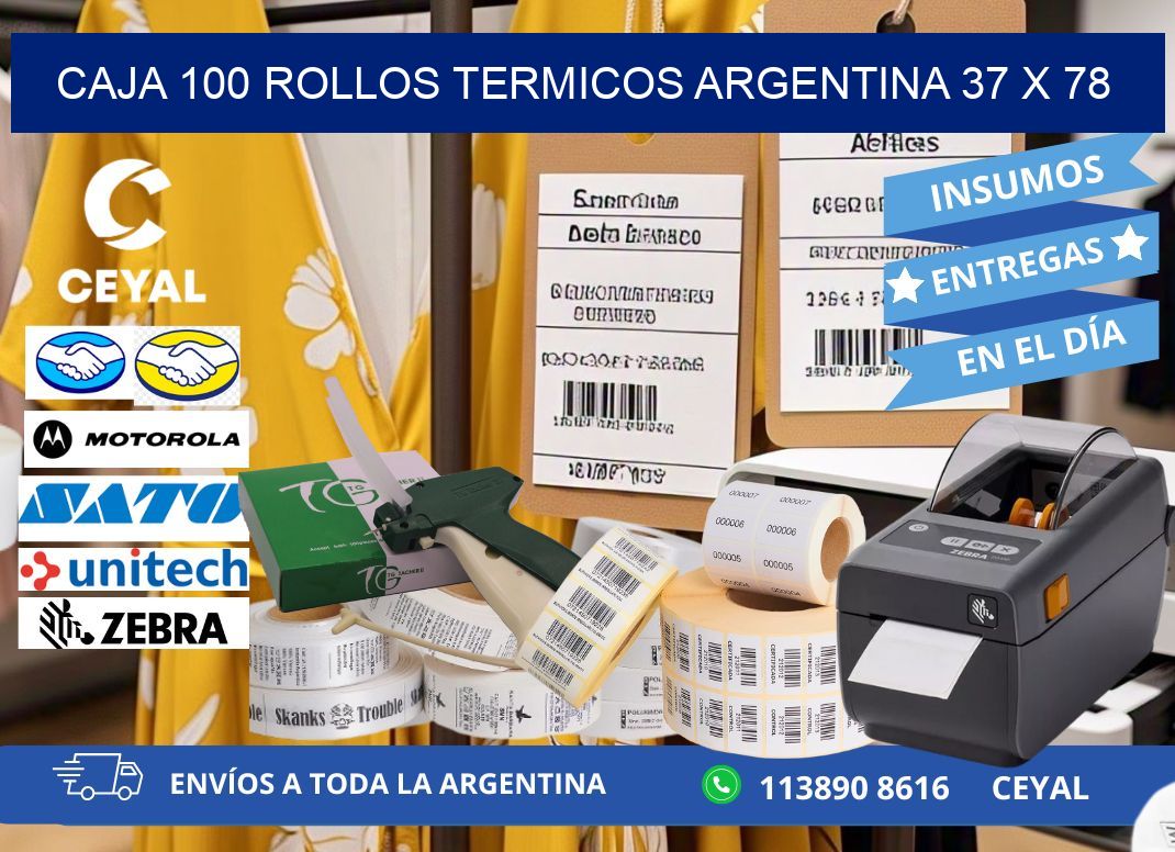 CAJA 100 ROLLOS TERMICOS ARGENTINA 37 x 78