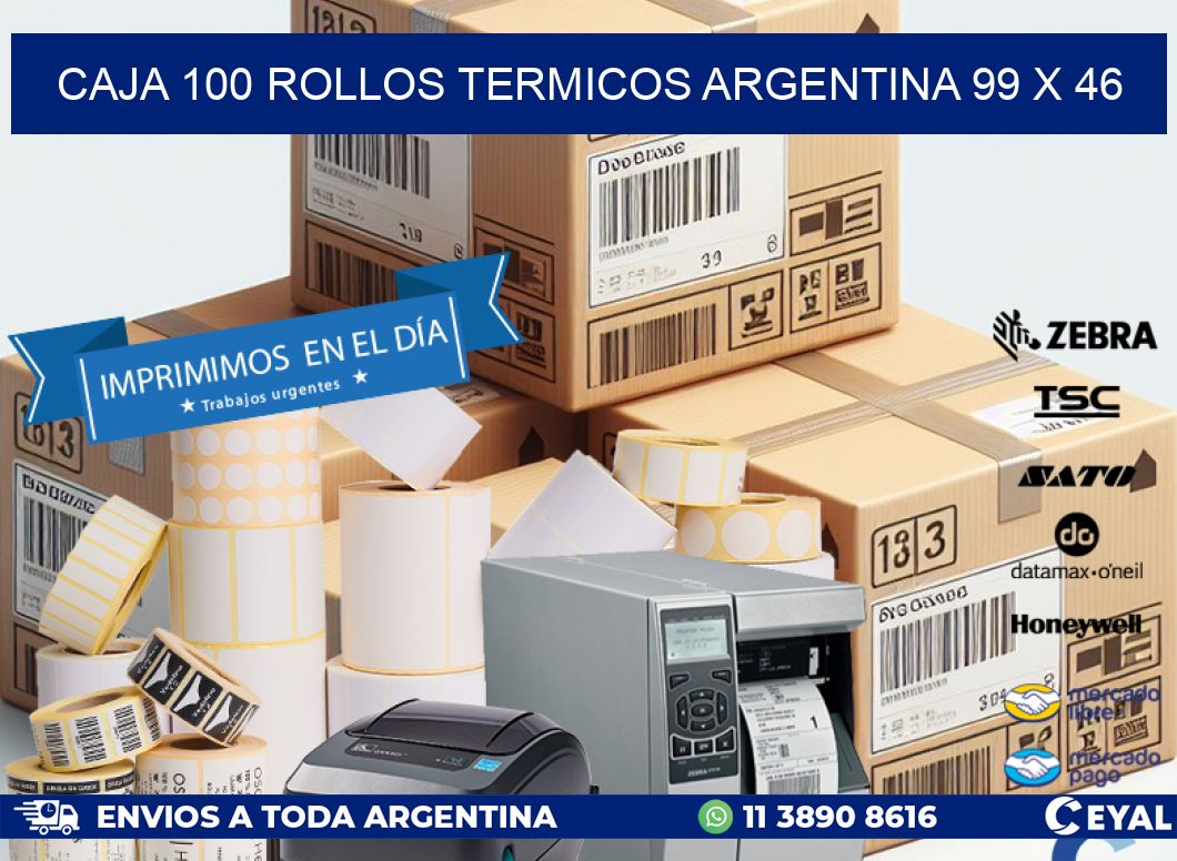 CAJA 100 ROLLOS TERMICOS ARGENTINA 99 x 46