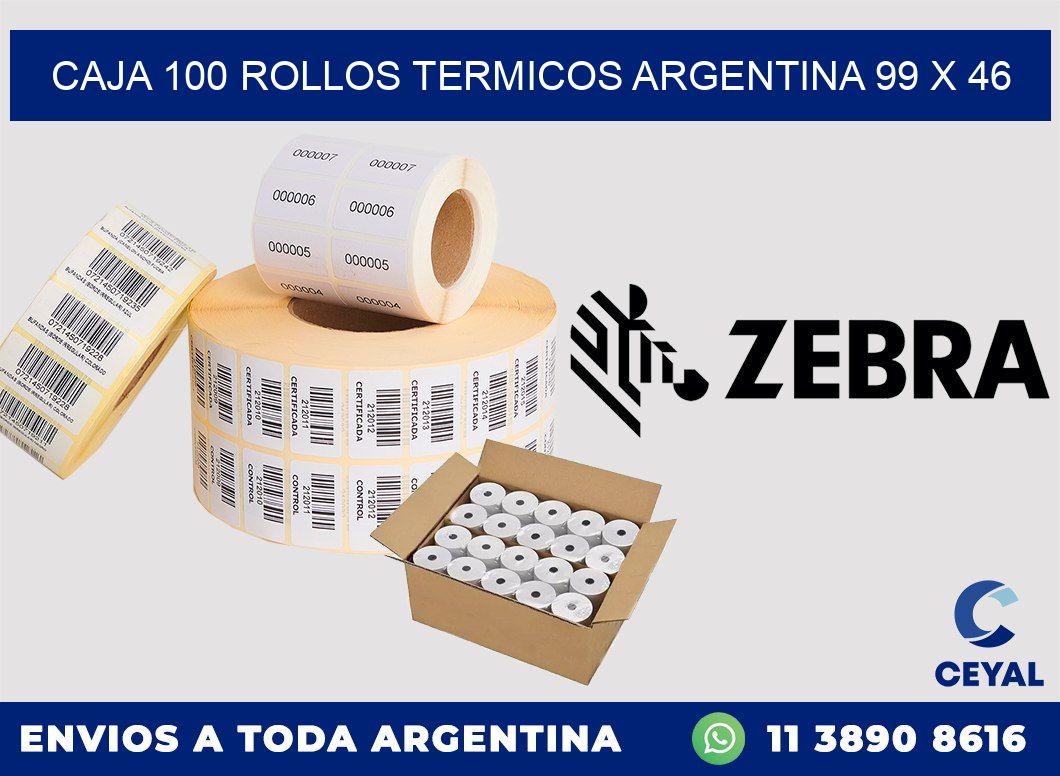 CAJA 100 ROLLOS TERMICOS ARGENTINA 99 x 46