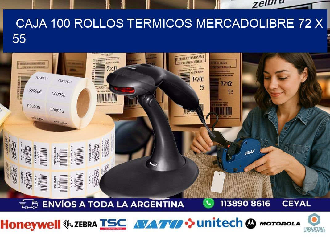 CAJA 100 ROLLOS TERMICOS MERCADOLIBRE 72 x 55