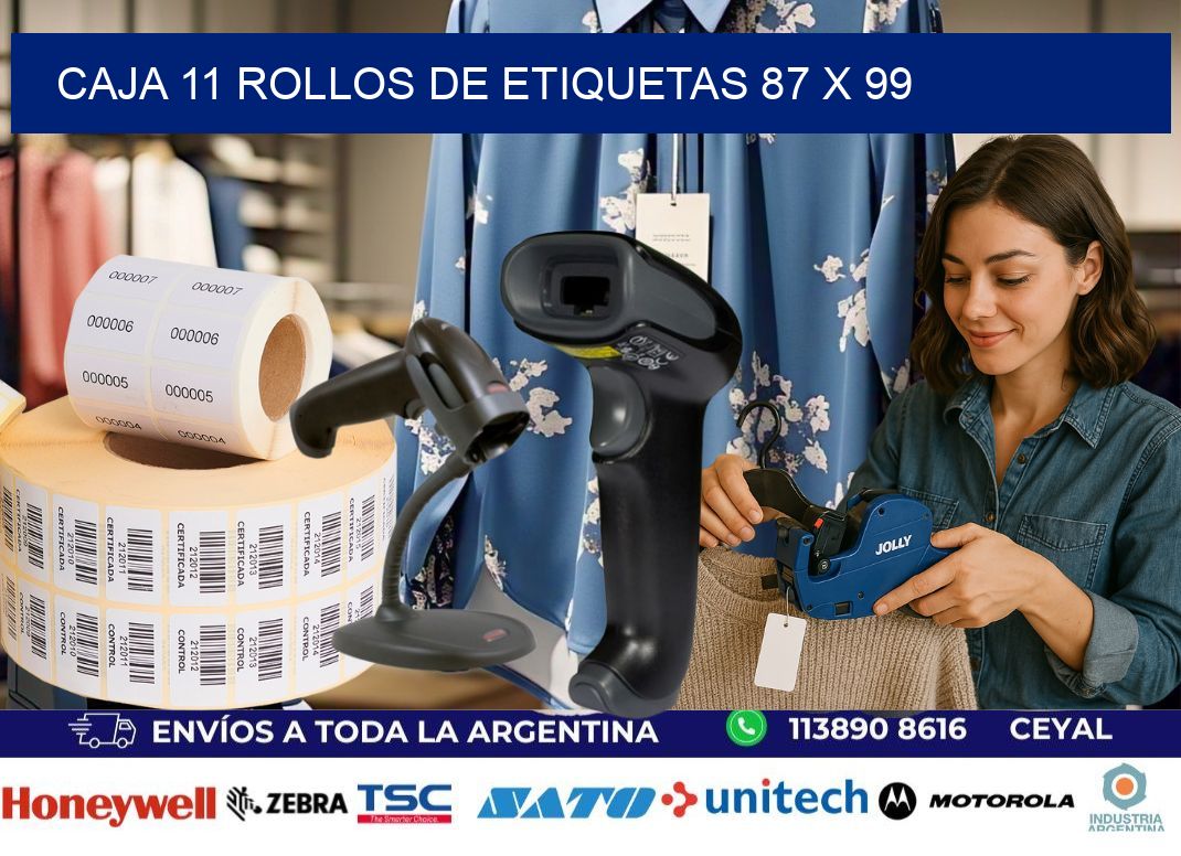CAJA 11 ROLLOS DE ETIQUETAS 87 x 99