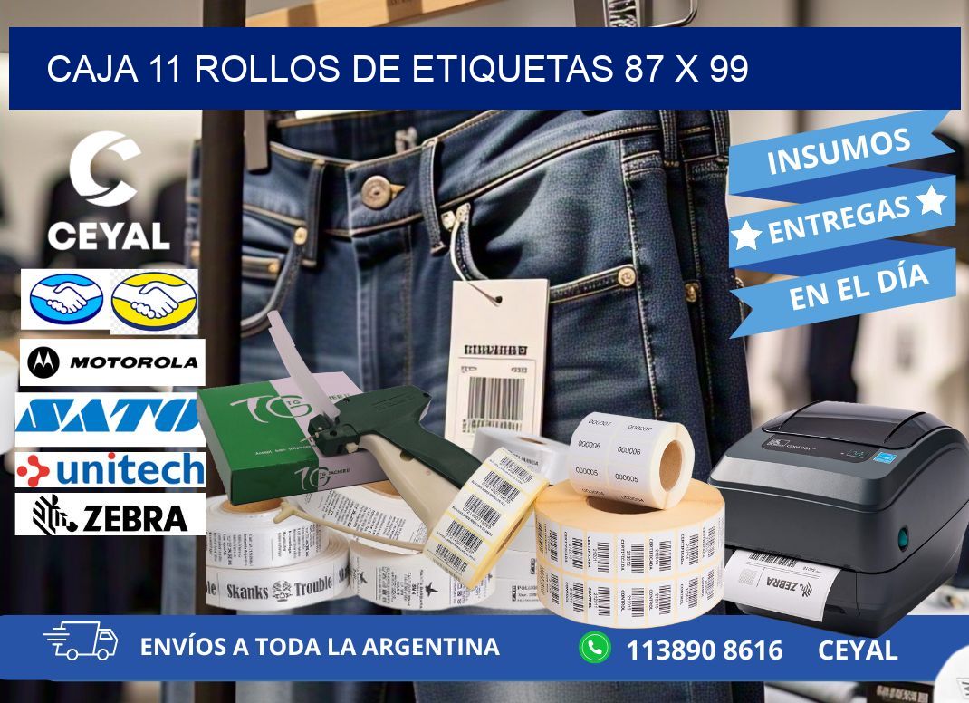 CAJA 11 ROLLOS DE ETIQUETAS 87 x 99