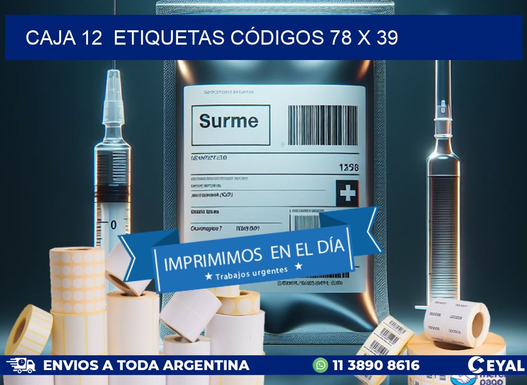 CAJA 12  ETIQUETAS CÓDIGOS 78 x 39