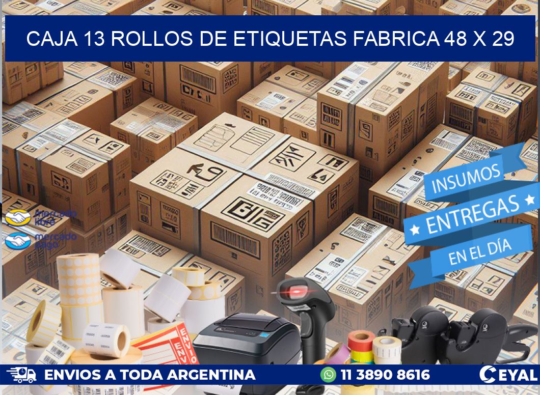 CAJA 13 ROLLOS DE ETIQUETAS FABRICA 48 x 29
