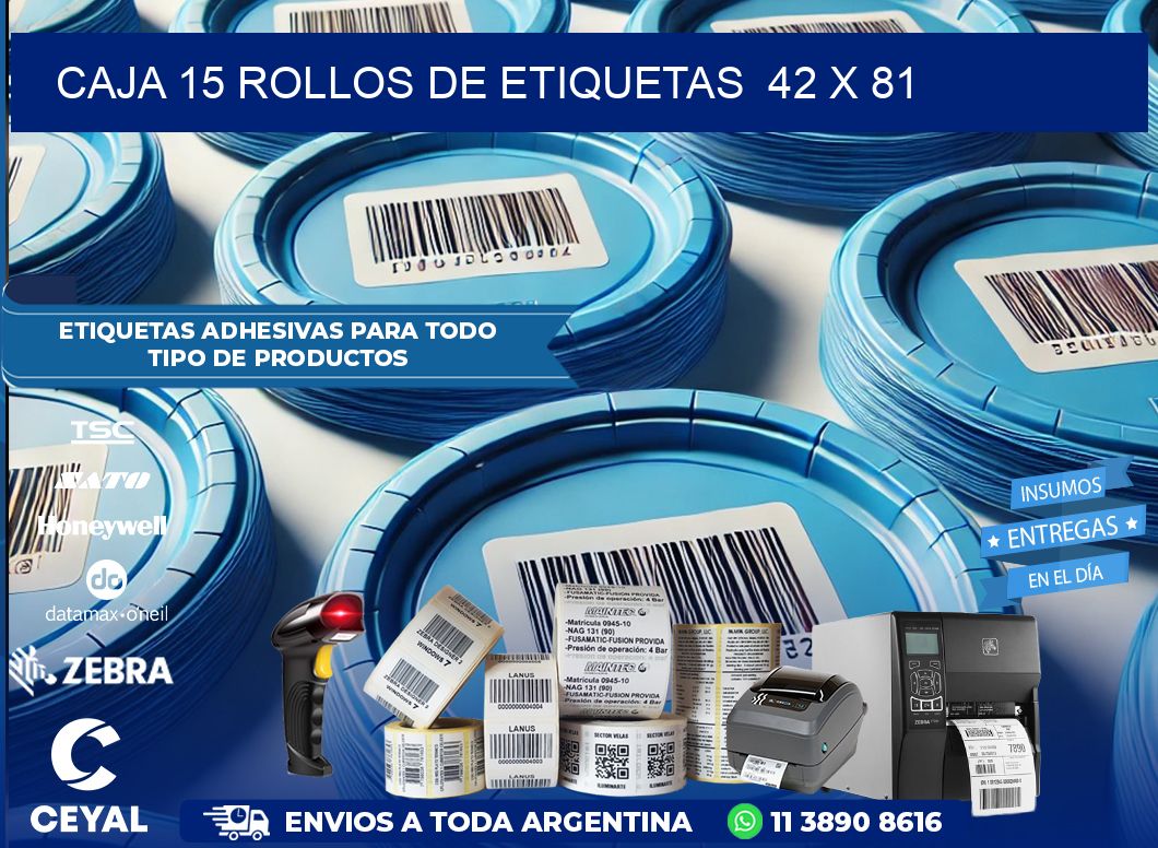 CAJA 15 ROLLOS DE ETIQUETAS  42 x 81