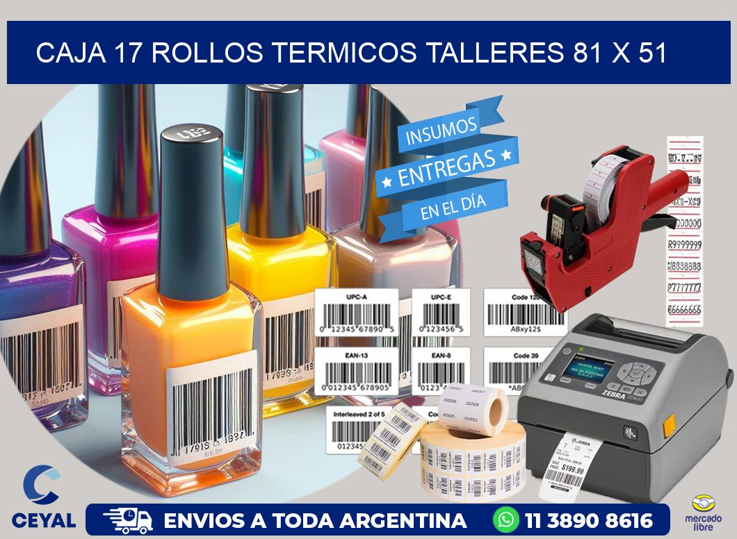 CAJA 17 ROLLOS TERMICOS TALLERES 81 x 51