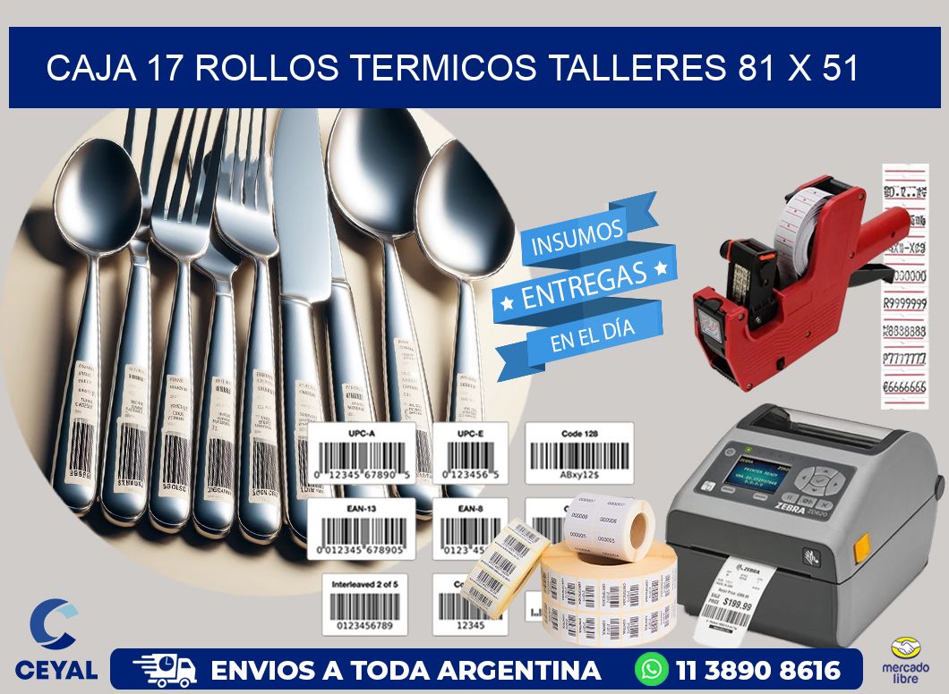 CAJA 17 ROLLOS TERMICOS TALLERES 81 x 51