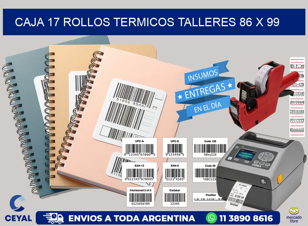 CAJA 17 ROLLOS TERMICOS TALLERES 86 x 99
