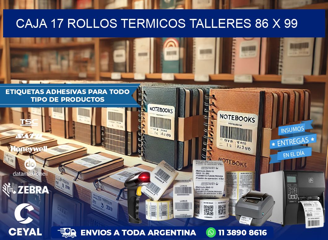 CAJA 17 ROLLOS TERMICOS TALLERES 86 x 99