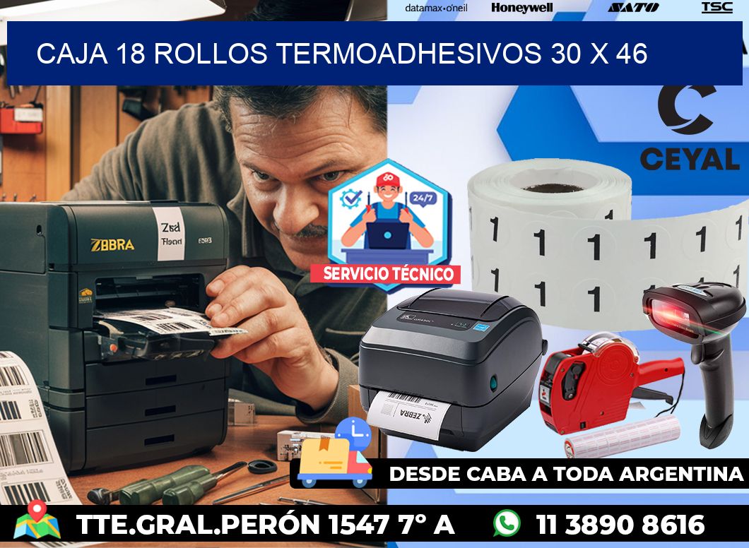 CAJA 18 ROLLOS TERMOADHESIVOS 30 x 46