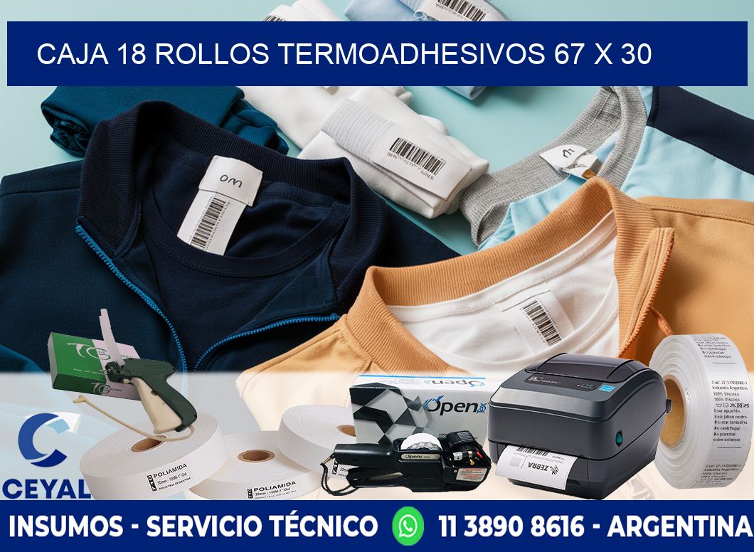 CAJA 18 ROLLOS TERMOADHESIVOS 67 x 30