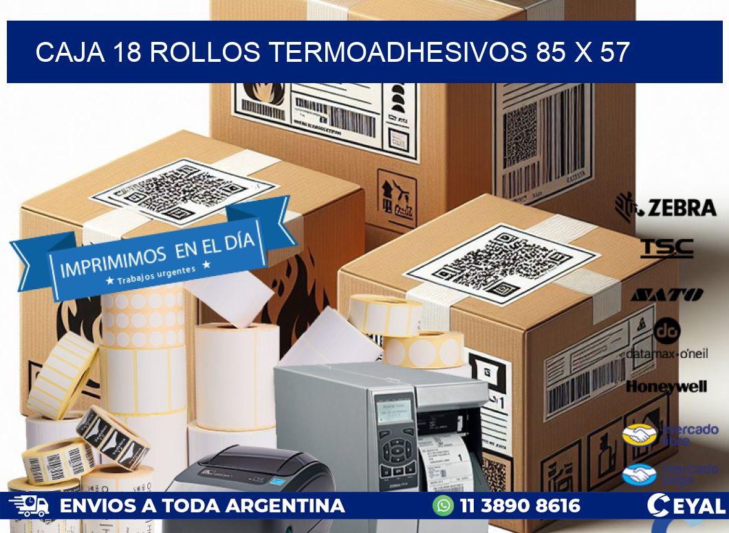 CAJA 18 ROLLOS TERMOADHESIVOS 85 x 57