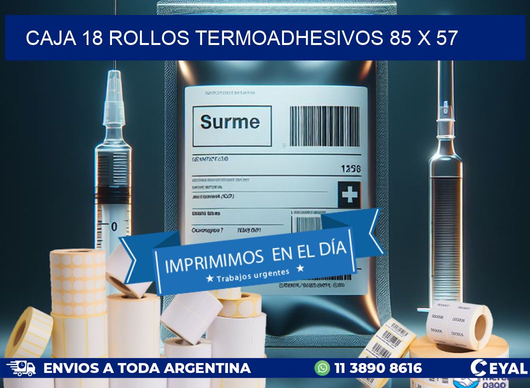 CAJA 18 ROLLOS TERMOADHESIVOS 85 x 57