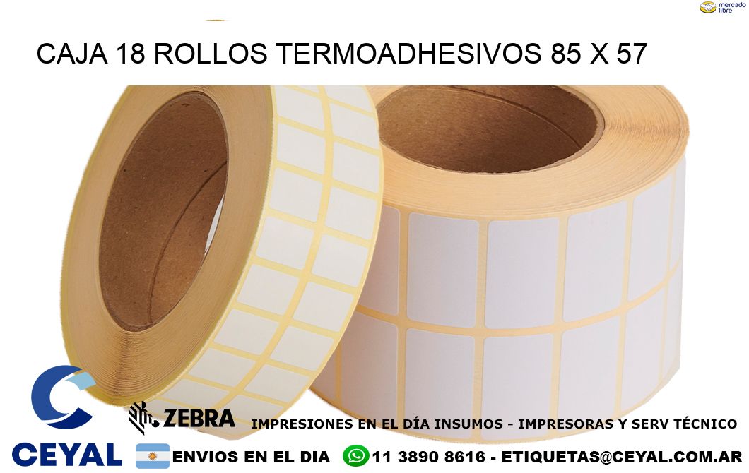 CAJA 18 ROLLOS TERMOADHESIVOS 85 x 57