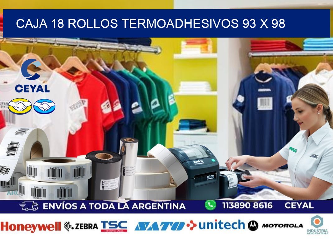 CAJA 18 ROLLOS TERMOADHESIVOS 93 x 98