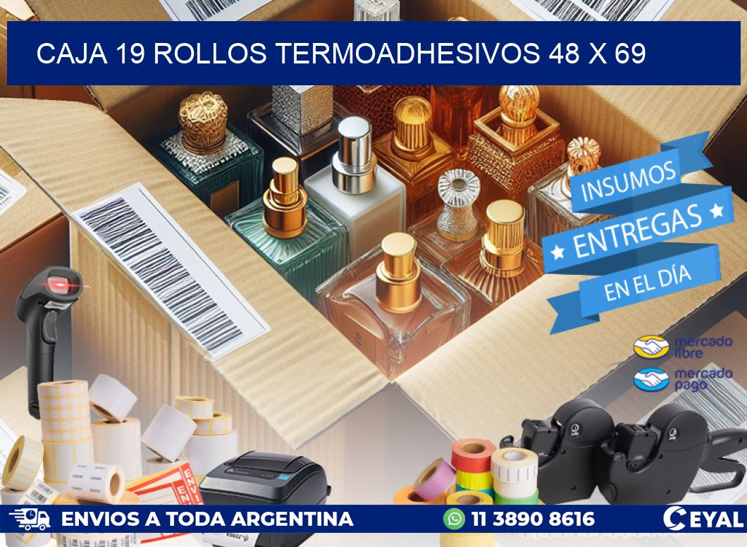 CAJA 19 ROLLOS TERMOADHESIVOS 48 x 69