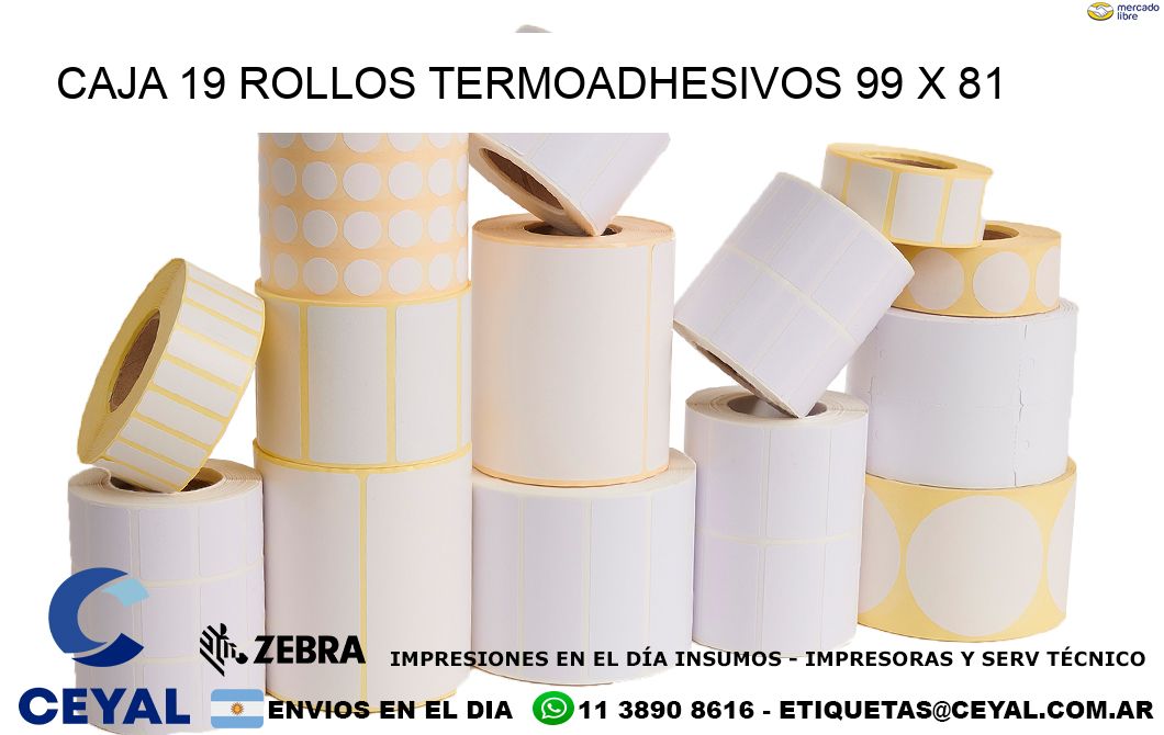 CAJA 19 ROLLOS TERMOADHESIVOS 99 x 81