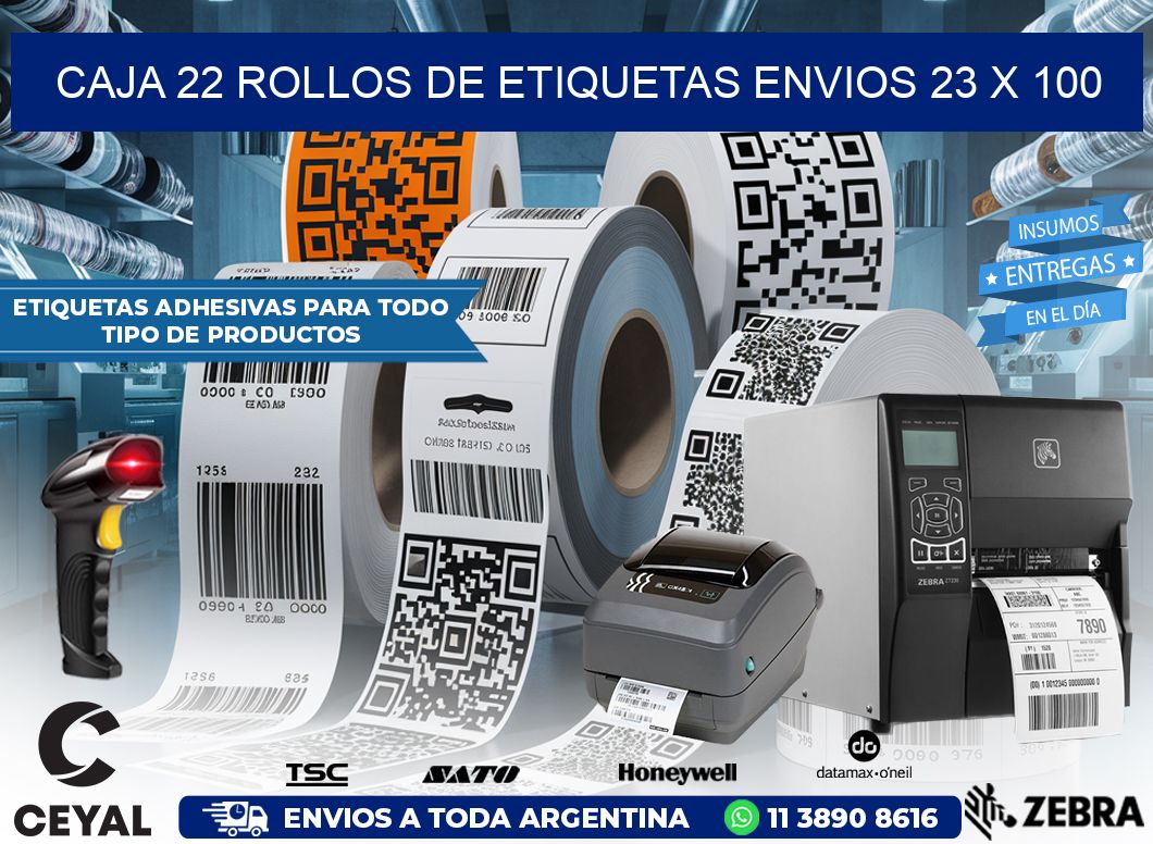 CAJA 22 ROLLOS DE ETIQUETAS ENVIOS 23 x 100