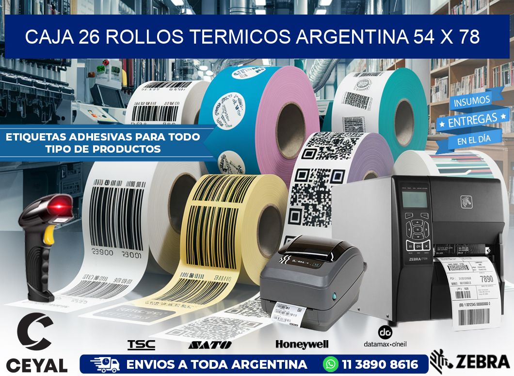 CAJA 26 ROLLOS TERMICOS ARGENTINA 54 x 78