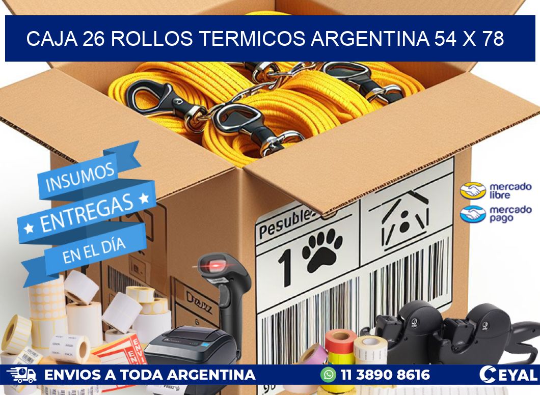 CAJA 26 ROLLOS TERMICOS ARGENTINA 54 x 78