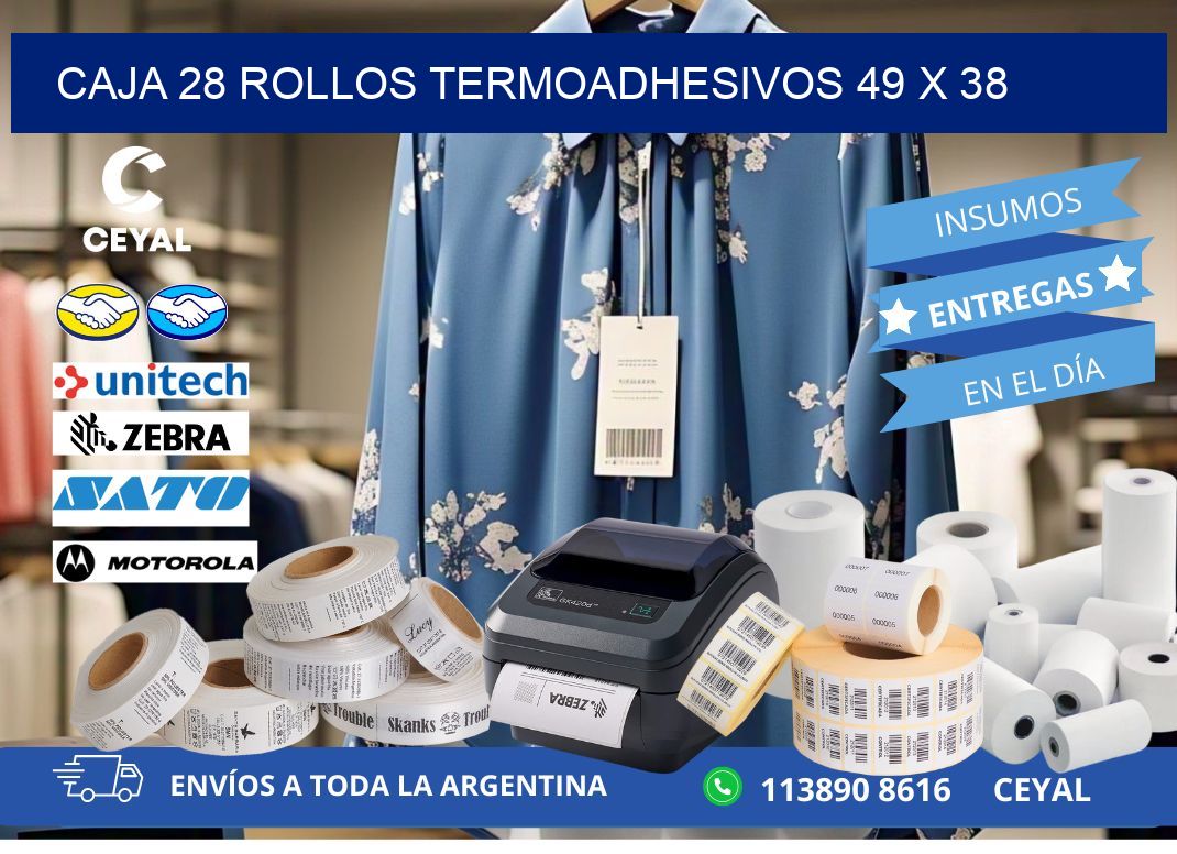 CAJA 28 ROLLOS TERMOADHESIVOS 49 x 38