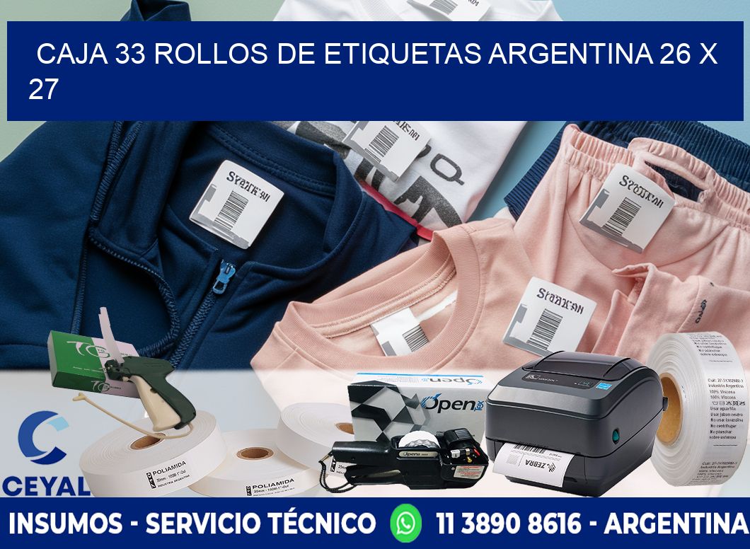 CAJA 33 ROLLOS DE ETIQUETAS ARGENTINA 26 x 27