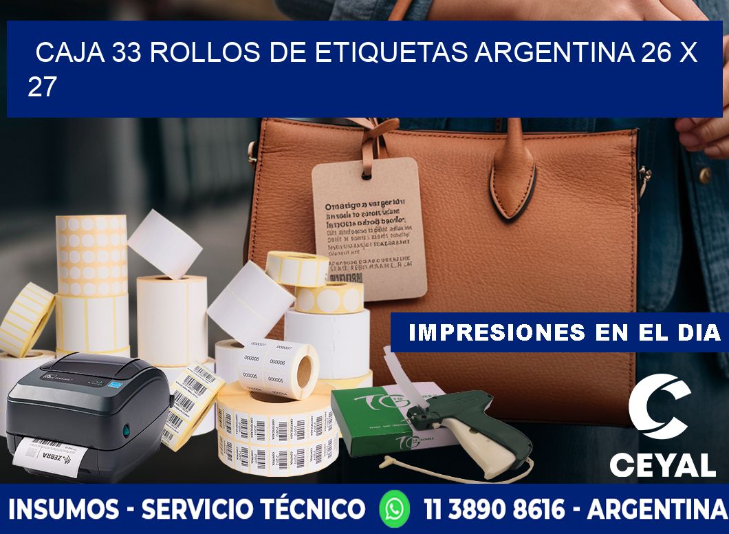 CAJA 33 ROLLOS DE ETIQUETAS ARGENTINA 26 x 27