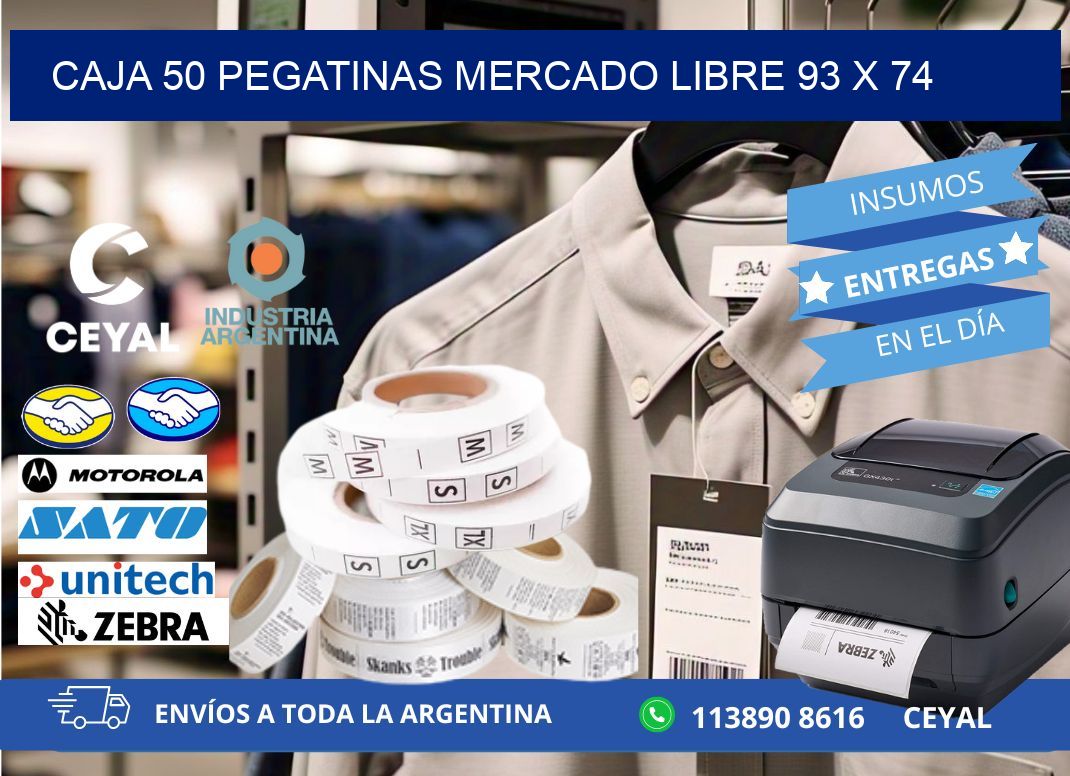 CAJA 50 PEGATINAS MERCADO LIBRE 93 x 74