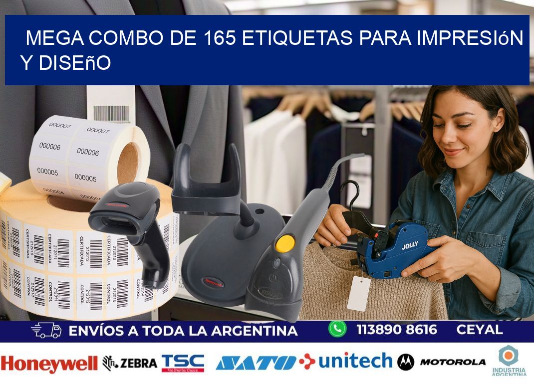 Mega combo de 165 etiquetas para impresión y diseño