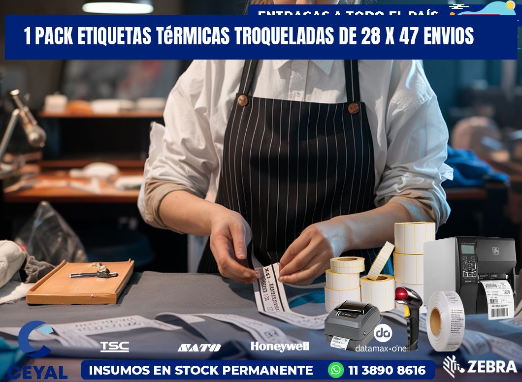 1 Pack etiquetas Térmicas Troqueladas De 28 x 47 ENVIOS