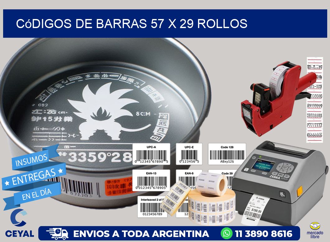 Códigos de Barras 57 x 29 ROLLOS