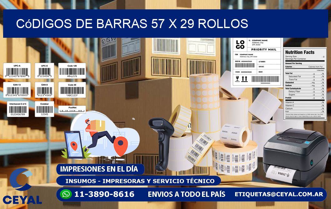 Códigos de Barras 57 x 29 ROLLOS