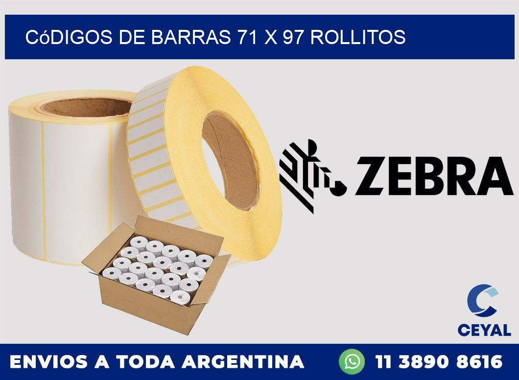 Códigos de Barras 71 x 97 rollitos