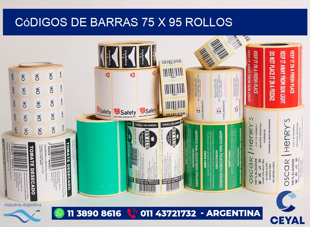 Códigos de Barras 75 x 95 ROLLOS