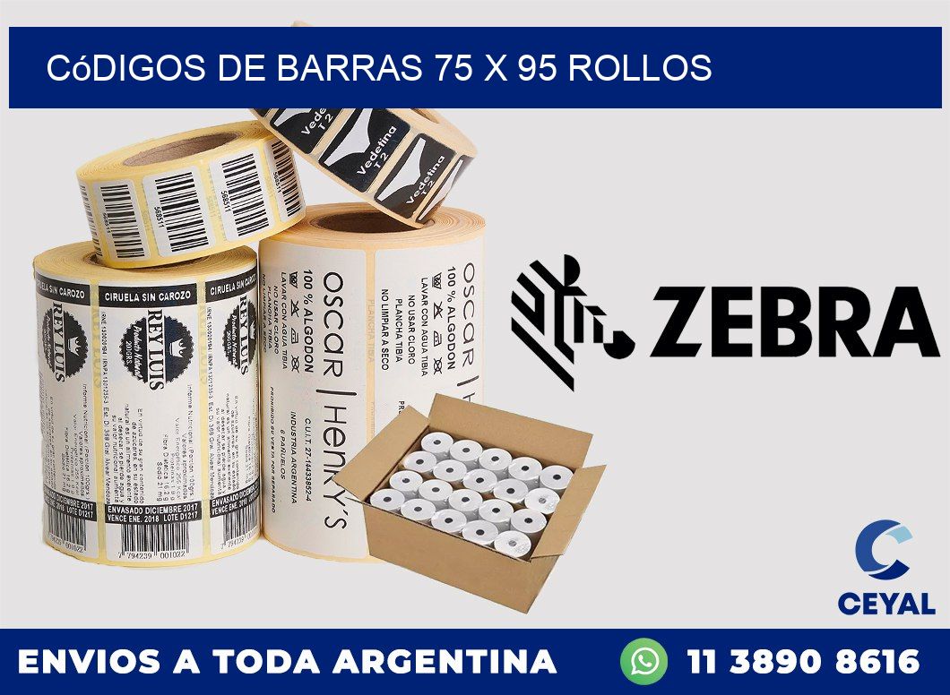 Códigos de Barras 75 x 95 ROLLOS