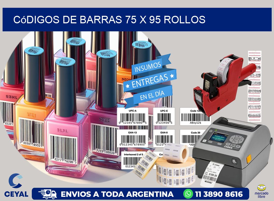 Códigos de Barras 75 x 95 ROLLOS
